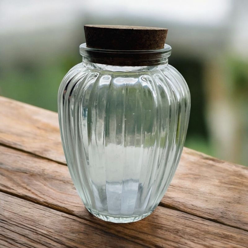 Glasskrukke med lokk av kork 280 ml.