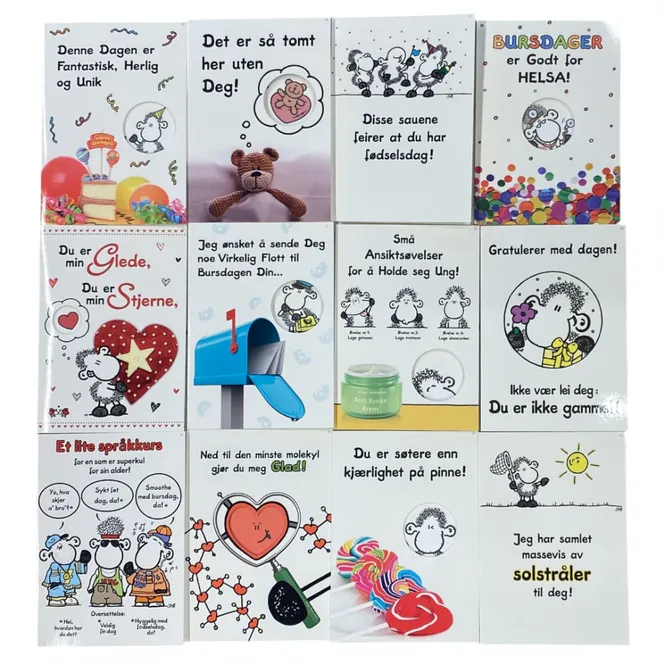 Hovedbilde Humorkort doble med konvolutt 12 pk. Beste pris ...