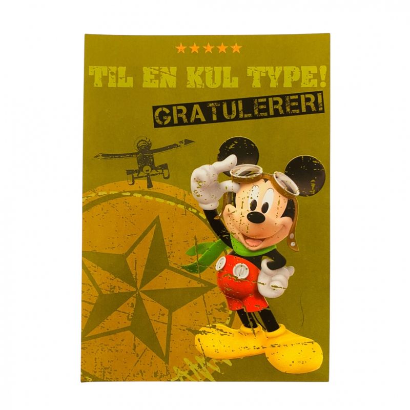 Gratulasjonskort enkelt - Mikke Mus