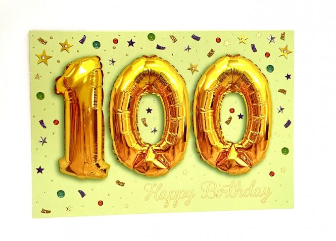 Hovedbilde Gratulasjonskort dobbelt med konvolutt 100 år