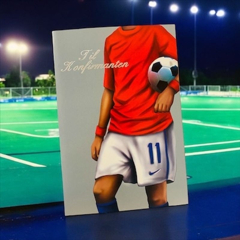 Konfirmasjonskort med konvolutt Fotballgutt