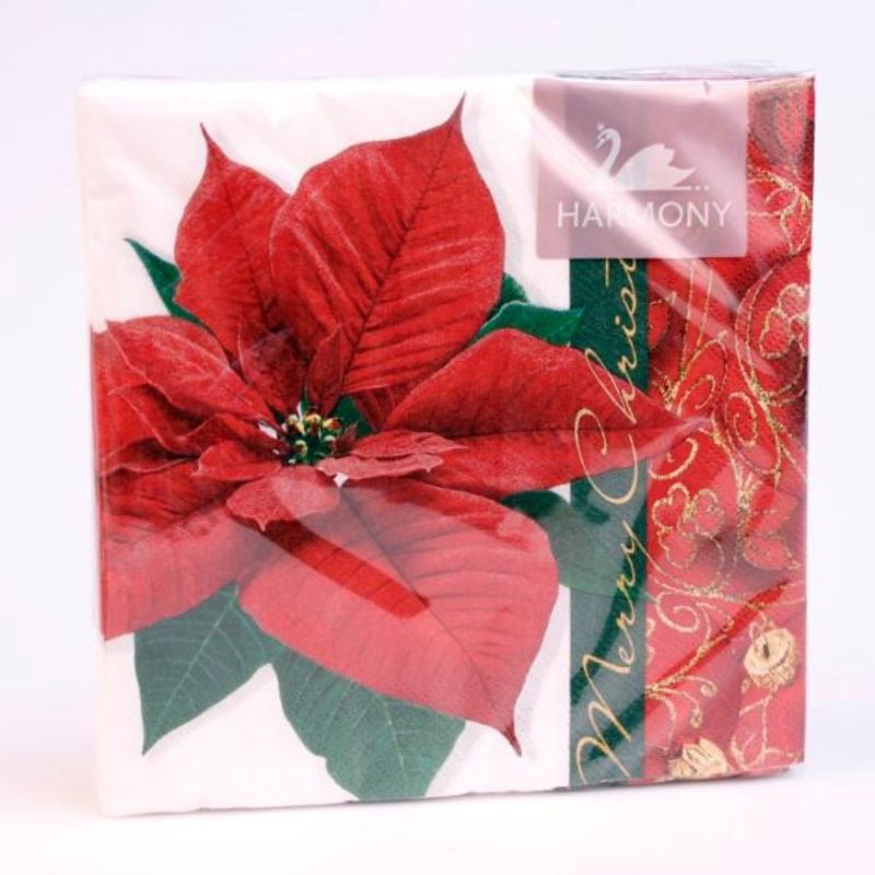 Juleserviett 20 pk. Julestjerne 33x33 cm