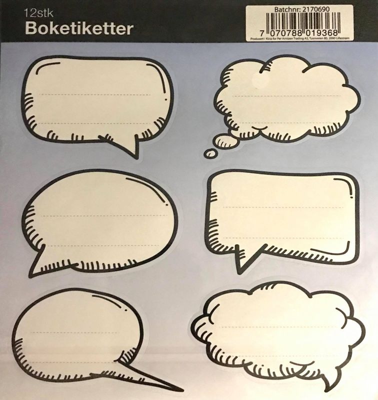 Boketiketter 12stk - snakkebobler