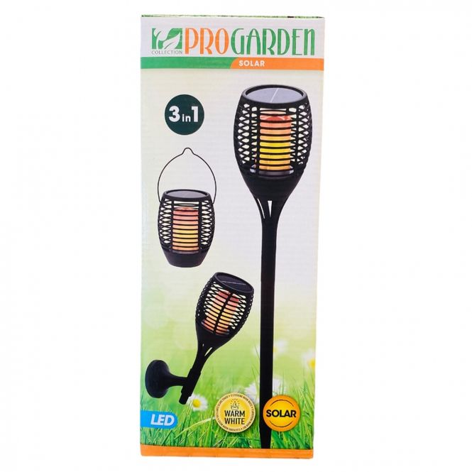 Hovedbilde Solarlampe 3 i 1 med flammeeffekt stor