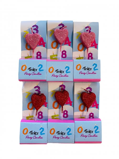 Hovedbilde Fødselsdagslys Hjerter 3 pk.