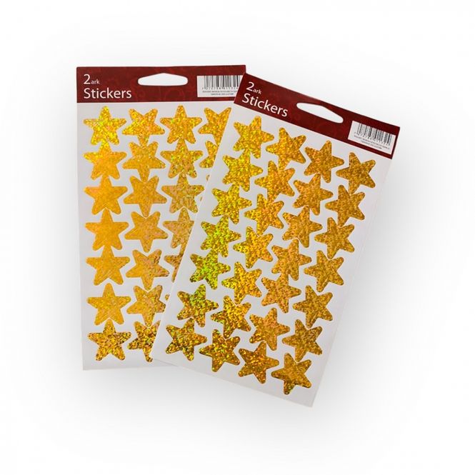 Hovedbilde Julestickers stjerner gullfarget