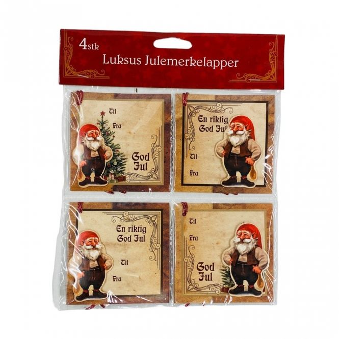 Hovedbilde Julemerkelapper 4 pk. Nisse