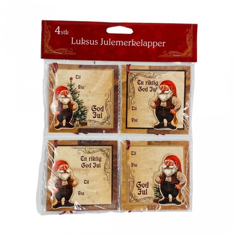 Julemerkelapper 4 pk. Nisse