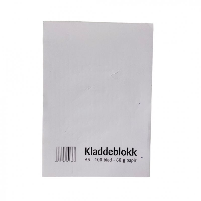 Kladdeblokk A5 blanke ark 100 blad