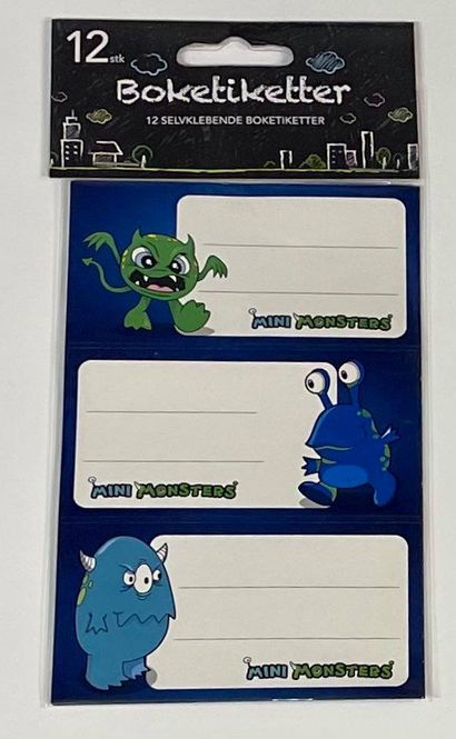 Hovedbilde Boketiketter 12stk mini monsters